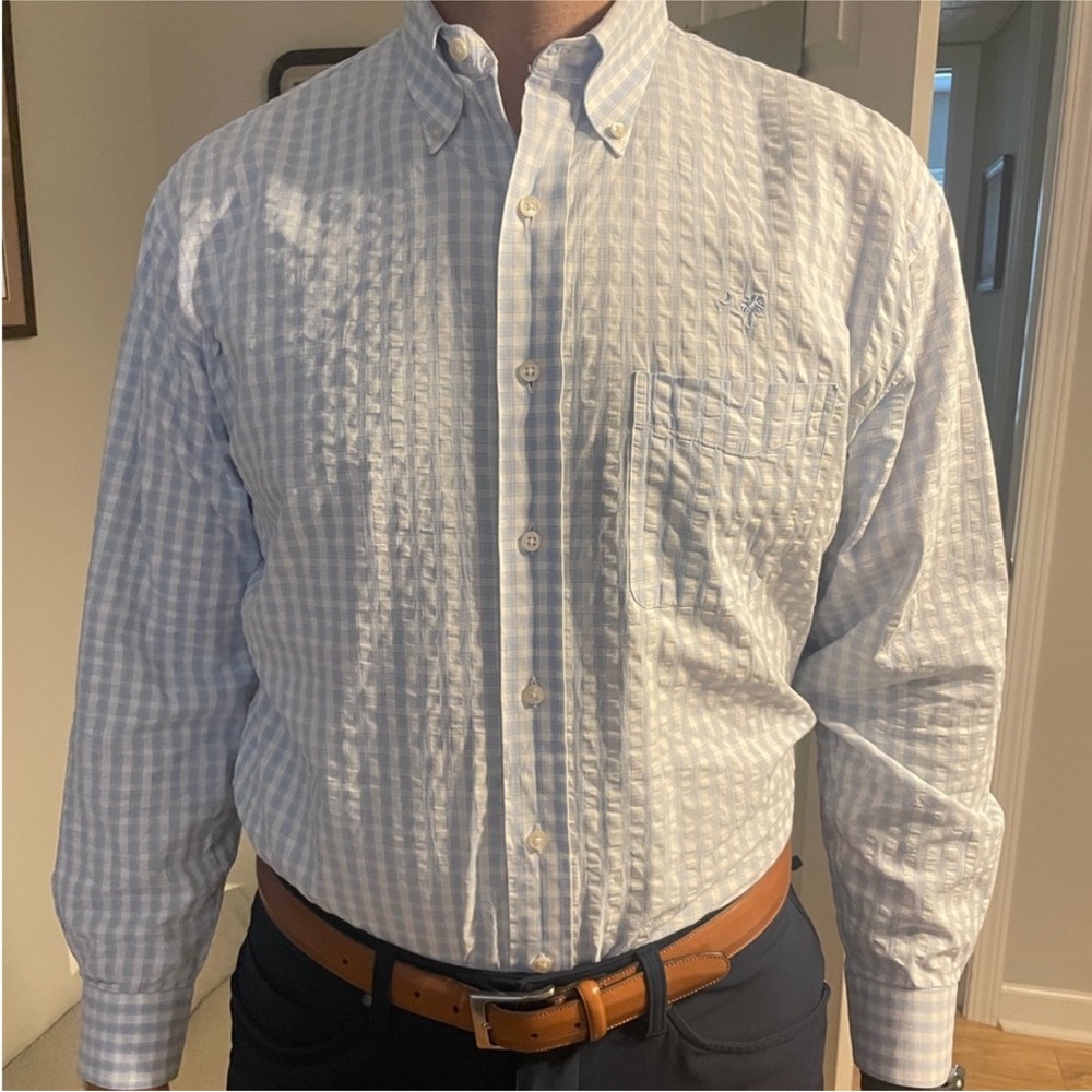 Smith & James Light Blue Gingham Button Down